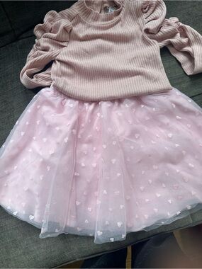 Janie and Jack Light Pink Tulle Skirt & Ribbed Top Set